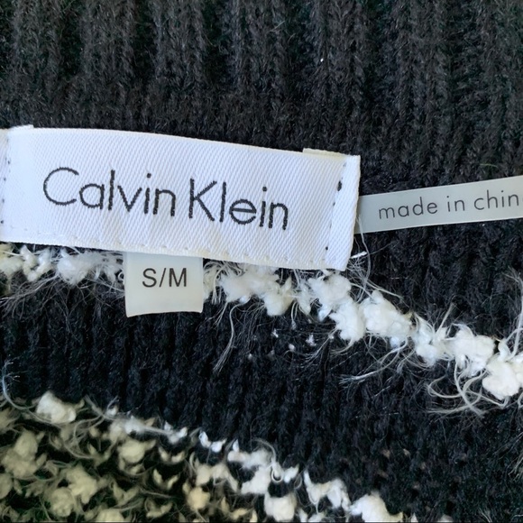 Calvin Klein // Black, White Textured Sweater Cape Sz Small/Medium Wk1 - Picture 8 of 9